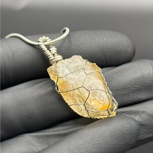 Wire Wrapped Citrine Pendant Necklace